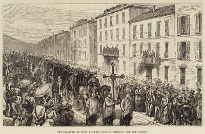 La catastrophe de Nice, cortège funèbre passant par la rue Cassini - Walter Paget